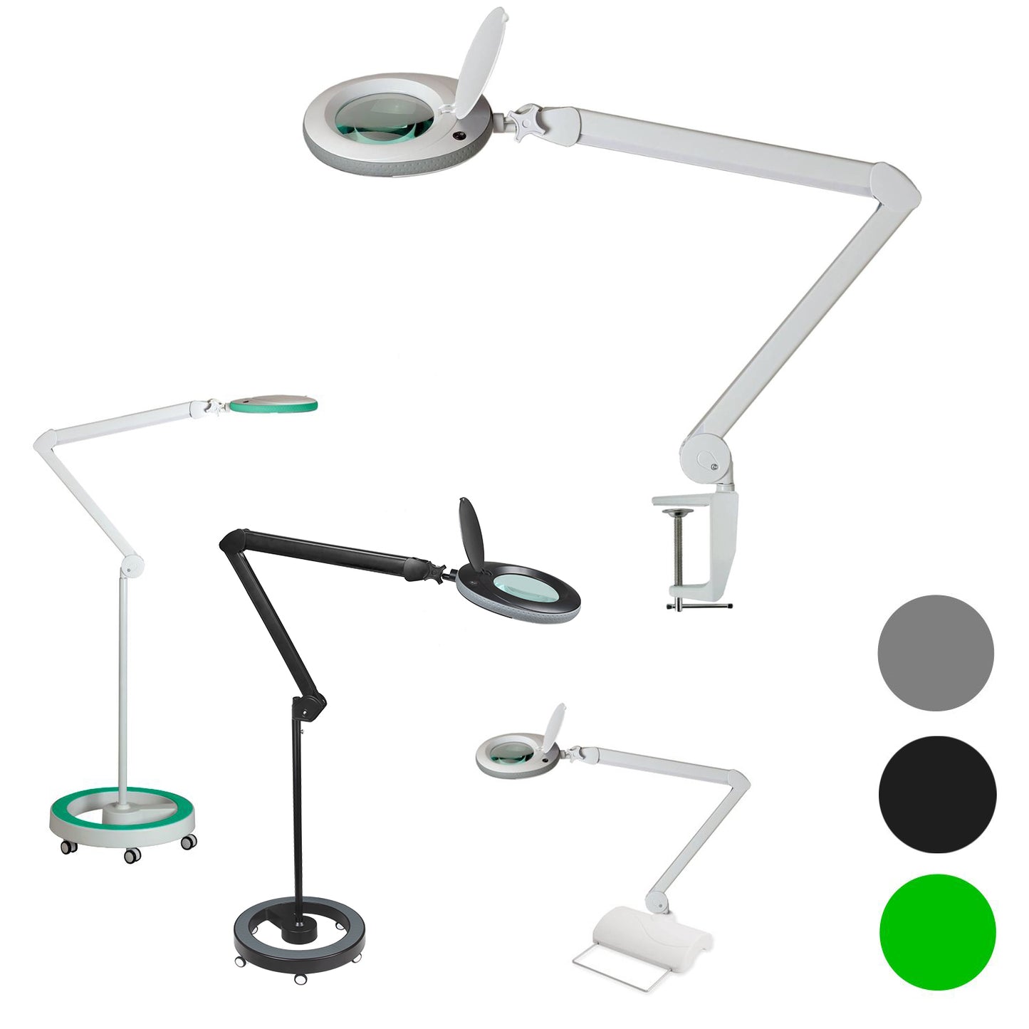 Lumeno 7213/7215/7218 Lámpara lupa/lámpara de trabajo 96 LED, borde de goma de color