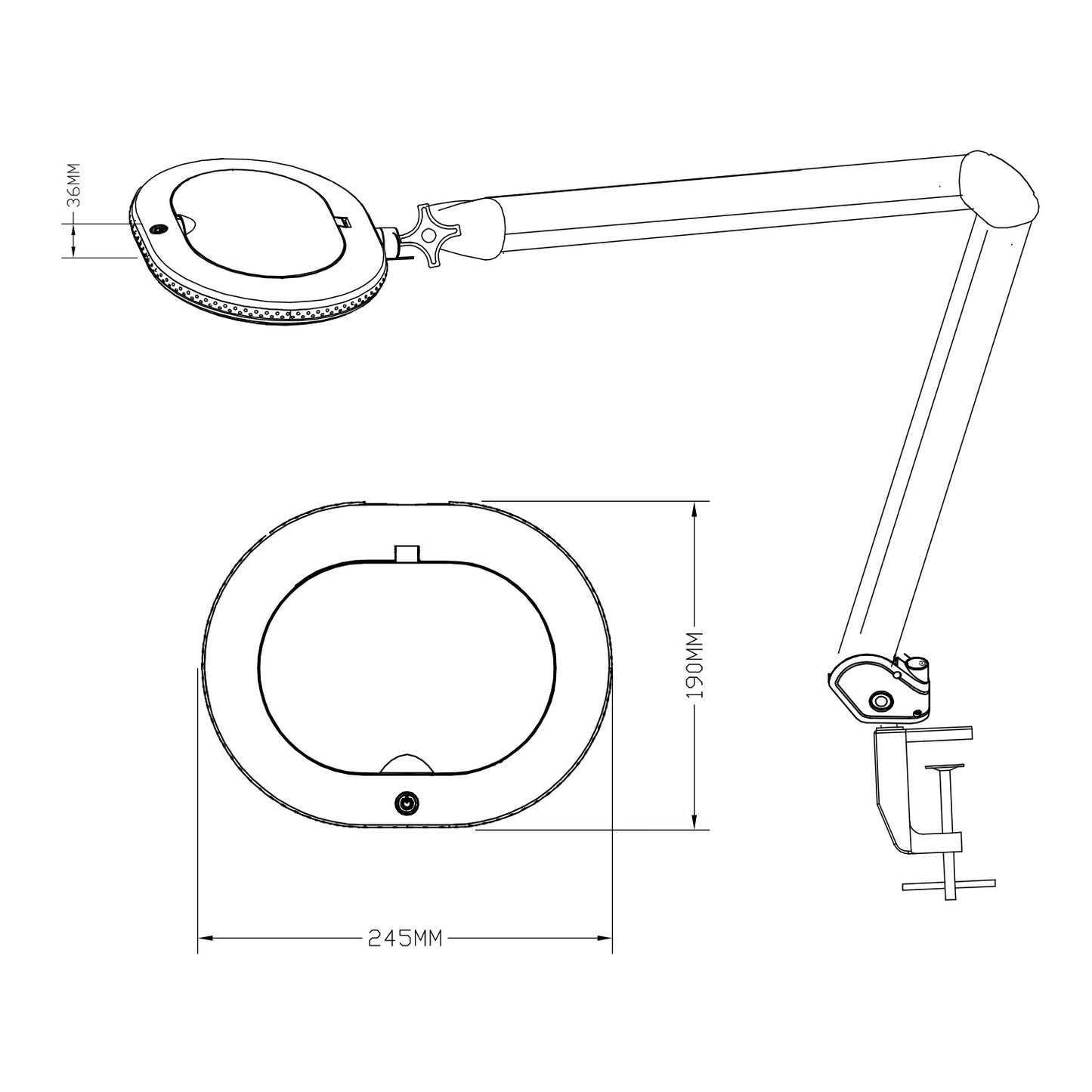 Lumeno 861XGR Lámpara lupa/lámpara de trabajo con 60 LEDs lente oval, anillo de goma