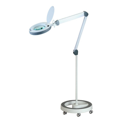 Lampe loupe LED Lumeno série 851X avec lentille en verre véritable de 152 mm, intensité variable, grise