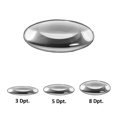 Lumeno lente de cristal transparente o estándar en 3, 5 u 8 dioptrías con 125 mm